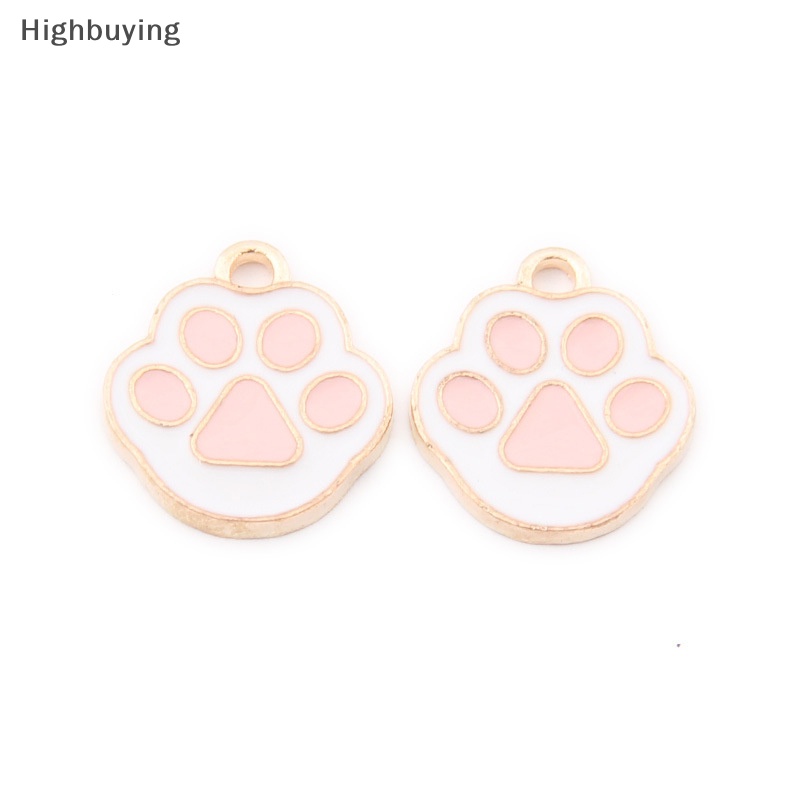 Hbid 10pcs/lot Liontin Zinc Alloy Enamel Ch Cute Pink Paw Ch Untuk Perhiasan DIY Glory