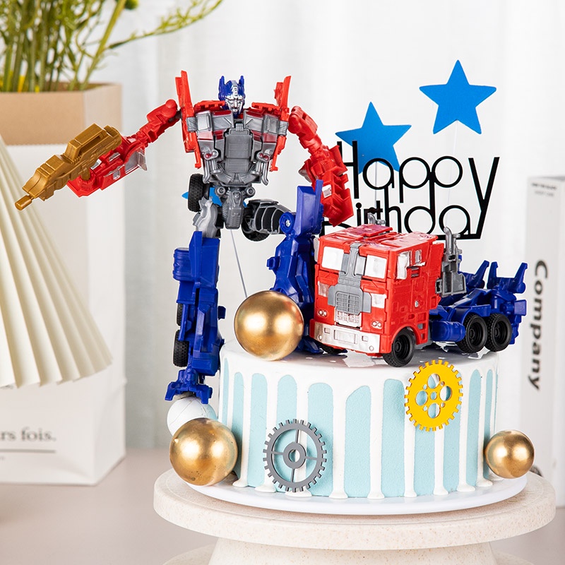 Transformer Classic Optimus Prime Bumble Bee Action Figure Mainan Transformasi Robot Mobil Mainan Topper Kue