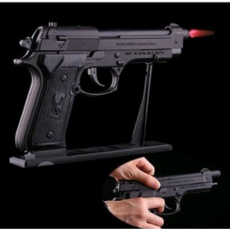 cod bayar di tempat korek api pistol model baretta 1 banding 1 korek api bisa dikokang  korek black doff