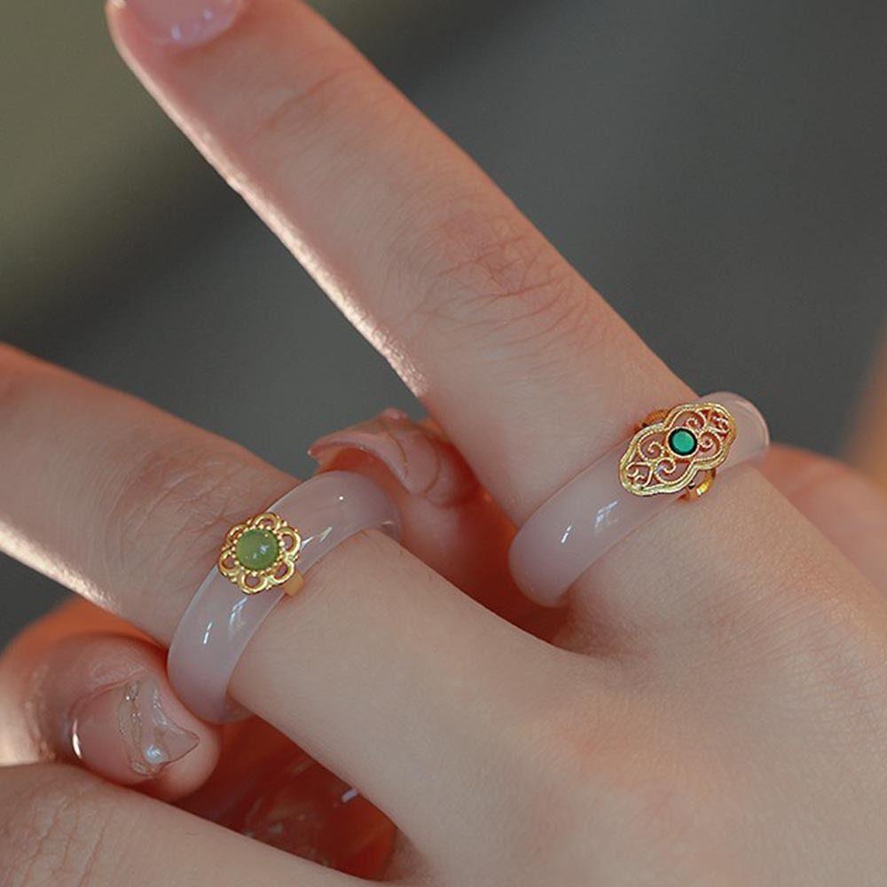Mxbeauty Chalsedon Jari Cincin Kepribadian Baru Trendi Awan Bertatahkan Niche Desain Hadiah Hari Valentine Gaya Cina Cincin