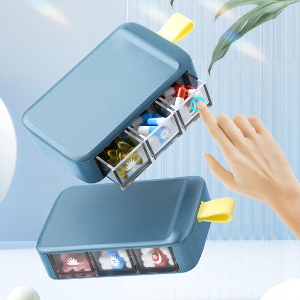 [Elegan] Three Grids Box Originality Medicine Box Kotak Penyimpanan Pil Kapasitas Besar