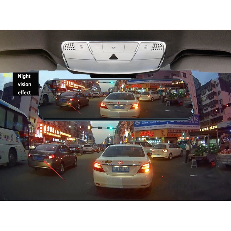 10 Inch Layar Sentuh 1080 P HD Mobil Kamera DVR G-Sensor Dash Cam Kaca Spion Perekam Video Monitor Parkir Pencatat Dual Lensa 1:1 Tampilan Terpisah Mobil Drive Recorder