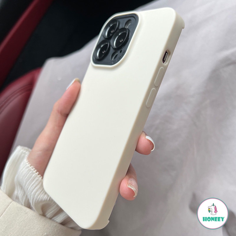 IPHONE Fashion Putih Silikon Cair Matte Case Kompatibel Dengan Iphone11 Case 7Plus 8Plus XR XS 14 13 12 Pro Max Shockproof Lembut TPU Penutup Belakang