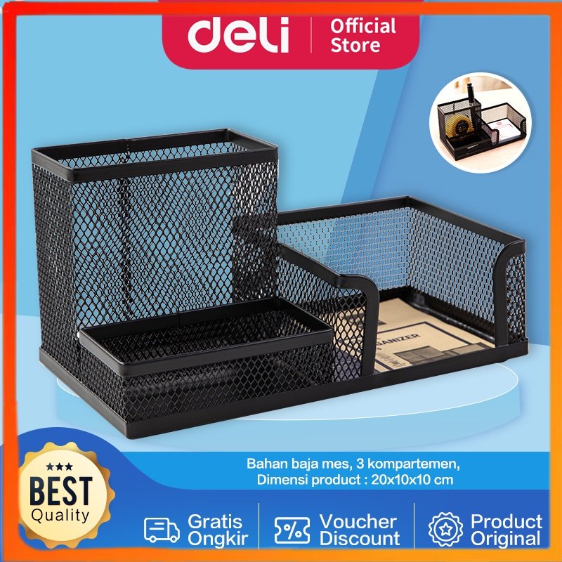 

NEW PRODUCT Deli Tempat Alat Tulis Pengatur Meja 3 Comp 215 75 53mm 280 gram E9175