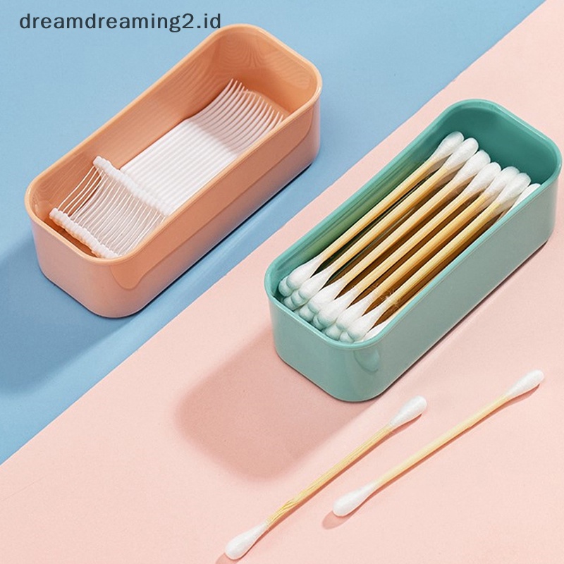 (drea) Ins Portable Cotton Swab Box Travel Floss Holder Case Serba Serbi Kotak Organizer Kawat Tahan Debu Earphone Kabel Kotak Penyimpanan//