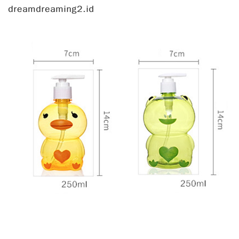 (drea) Dispenser Sabun Portable 250ml Kodok Hewan Lucu/DuckSplit Botol Pump Kosong//