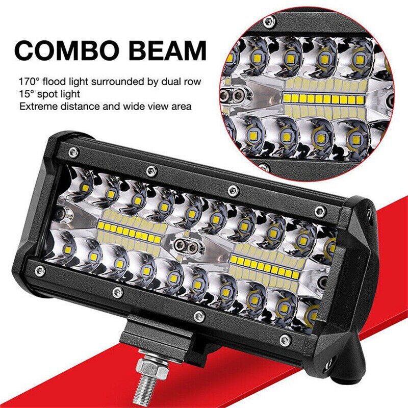 2Pcs 7 Inch   Sorot LED Spot Lightbar Mobil Truck ATV SUV 4WD 12V-24V 120W 40LED Bar Light 3 Rows Work Light Combo Beam