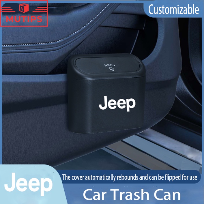 Jeep Tempat Sampah Mini Portable Mobil Gantung Tutup Flip Dustbin Back Seat Waterproof ABS Storage Box Organizer Untuk Wrangler jk Grand Renegade Compass2023 Willys Cherokee