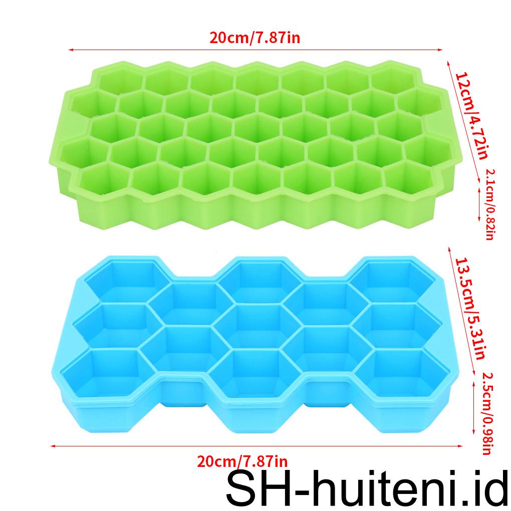 Cetakan Es Batu Silicone Cube Maker Hexagon Grids Ice Cube Tray Dengan Tutup