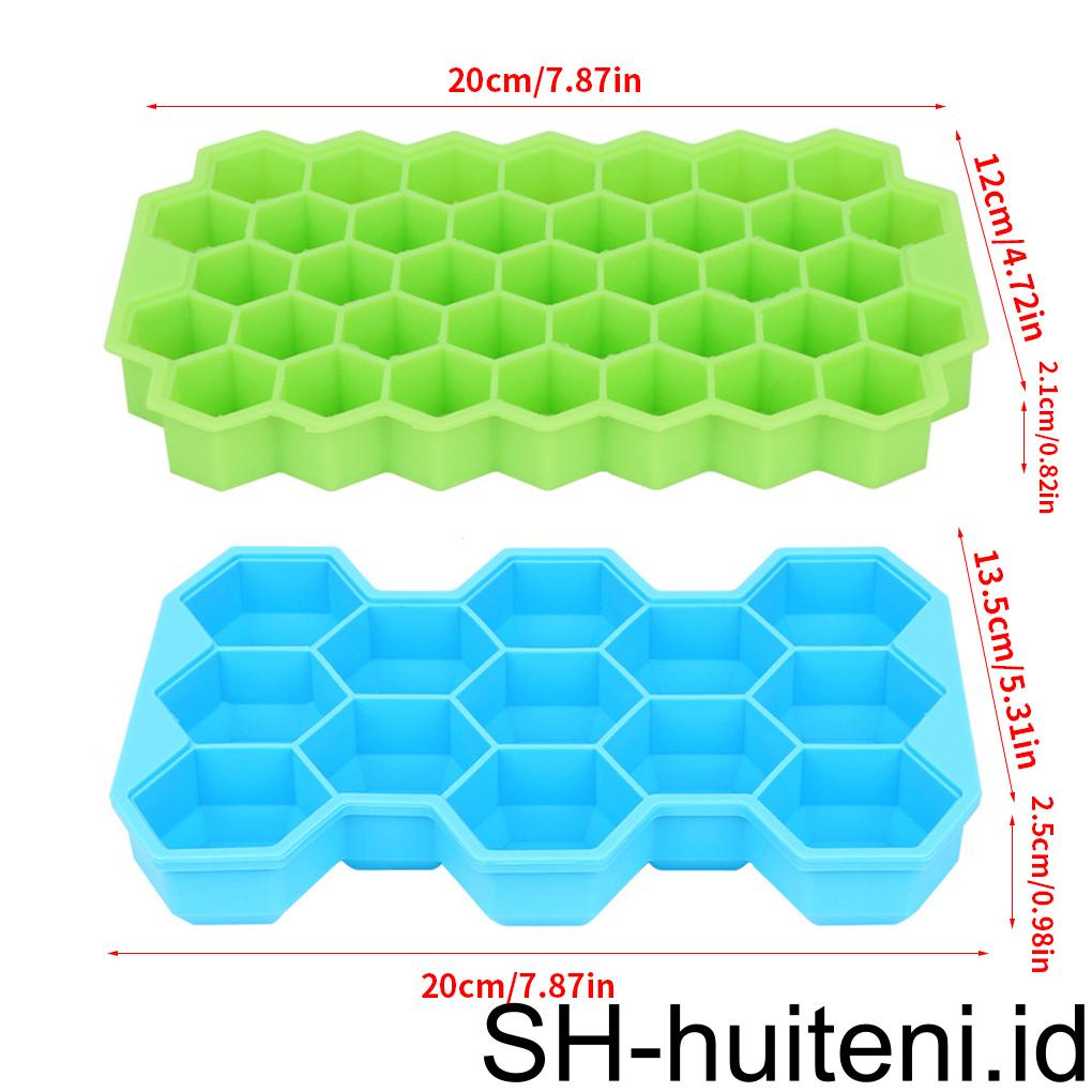 Cetakan Es Batu Silicone Cube Maker Hexagon Grids Ice Cube Tray Dengan Tutup