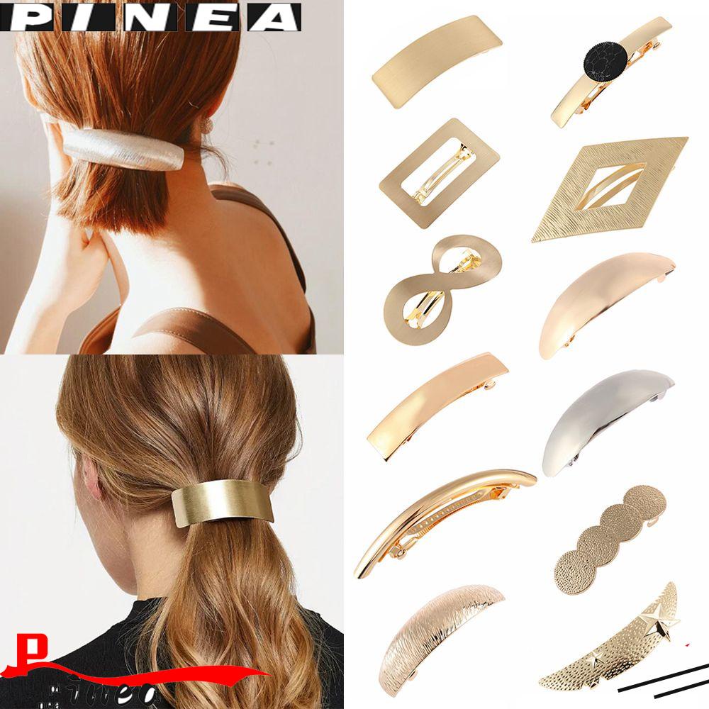 Jepit Rambut Ponytail Bentuk Nanas Geometris Bahan Logam Gaya Korea Untuk Wanita