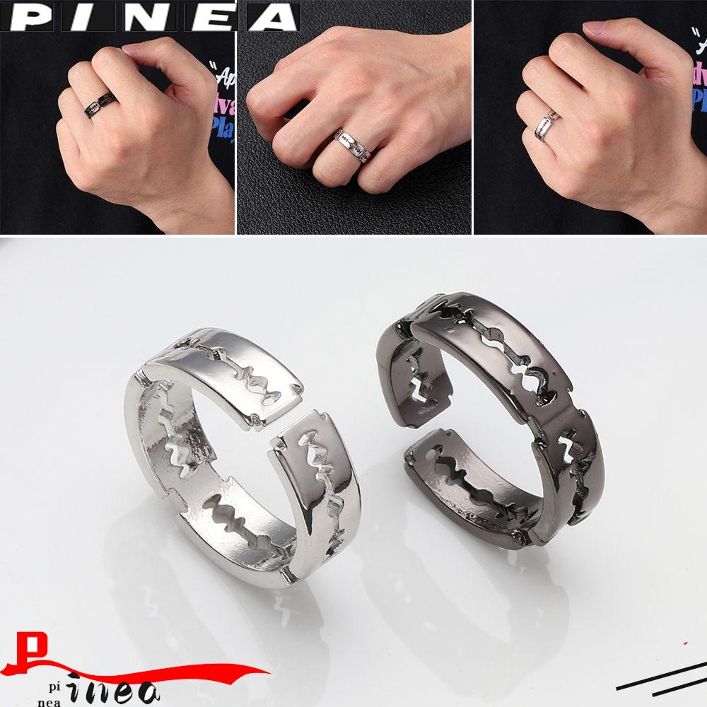 Perhiasan Cincin Mata Pisau Nanas Vintage Rock Mens Rings Stainless Steel Adjustable Punk