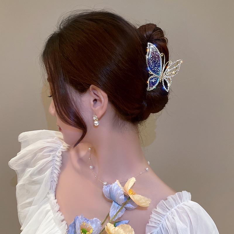 Jedai Logam 7.3cm Kupu Kupu Jepit Rambut Alloy Jumbo Salon Bahan Besi Motif Butterfly