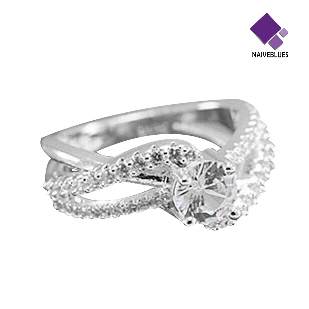 &lt; Naiveblues &gt; Wanita Fashion Berlian Imitasi Bertatahkan Berongga Jari Cincin Perhiasan Lamaran Hadiah
