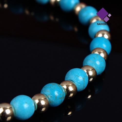 &lt; Naiveblues &gt; Gelang Kaki Rantai Kaki Boho Double Layers Rhinestone Flower Turquoise