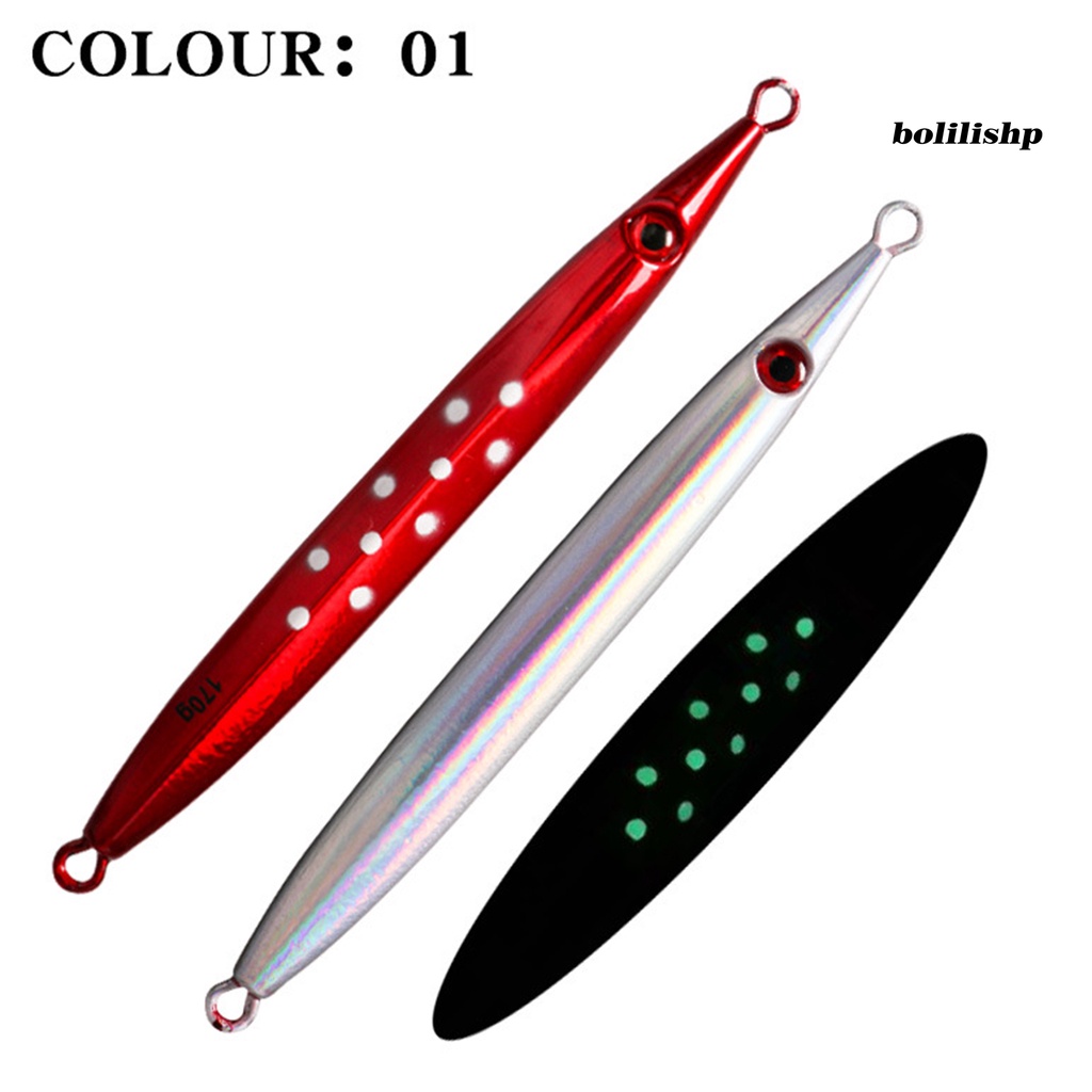 Bo-170g/17cm Cepat Wastafel Tidak Teratur Retak Permukaan Jig Lure 3D Mata Plat Besi Luminous Lure Umpan Perlengkapan Memancing