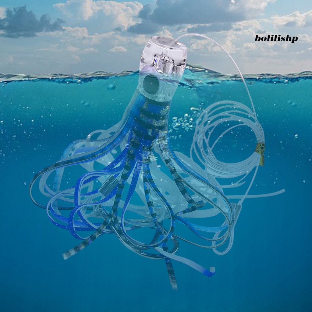 Bo-23cm/96g Umpan Pancing Simulasi Warna Terang Kait Tajam Mata Hidup Multi-Warna Perahu Laut Troli Gurita Lembut Cumi Rok Umpan Perlengkapan Memancing