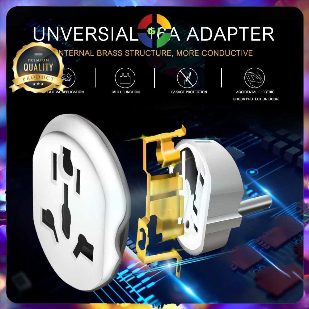 Universal Travel Adapter AU US UK to EU Plug 16A Black