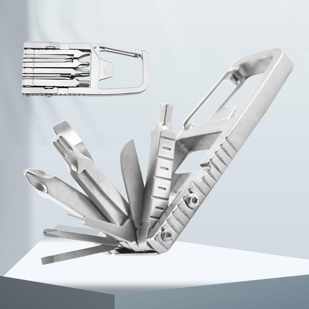 TOP Alat Kartu Outdoor Gantungan Kunci Multifungsi Stainless Steel Tahan Lama