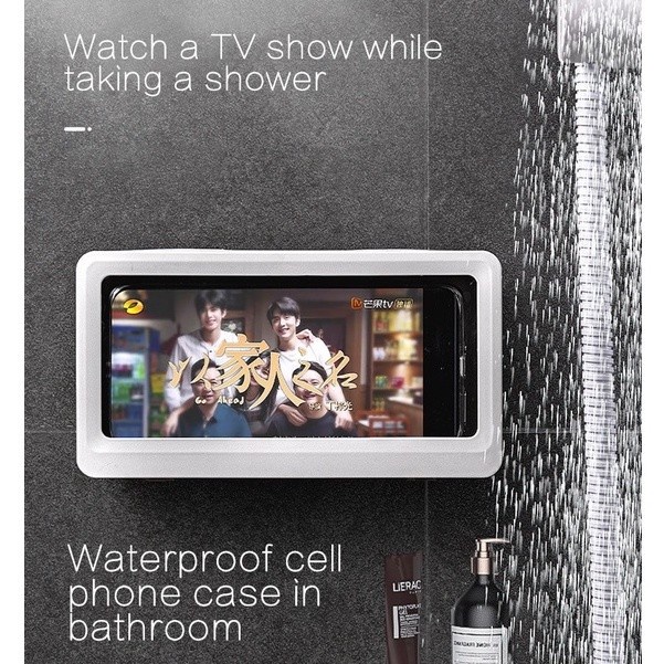 [ OBJ ] Waterproof Case Phone Holder Magic Box Kotak HP Kamar Mandi Gantung