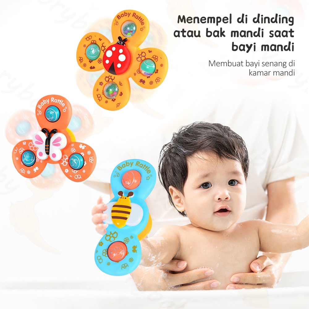 Ivorybaby 3pcs/set Fidget spinner motif serangga Spinner bayi tempel Baby sensory toys