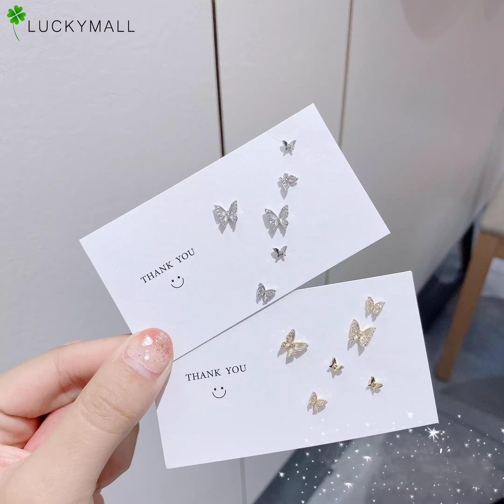 6 Pcs Fashion Zirkon Kupu-Kupu Anting Set Untuk Wanita Hypoallergenic Mewah Perak Emas Earring Jewerly Aksesoris