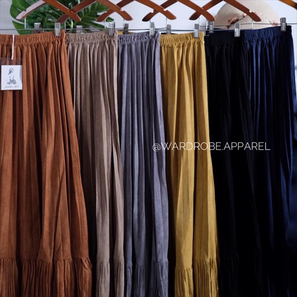 Rok plisket bahan suede premium bangkok bkk china hk