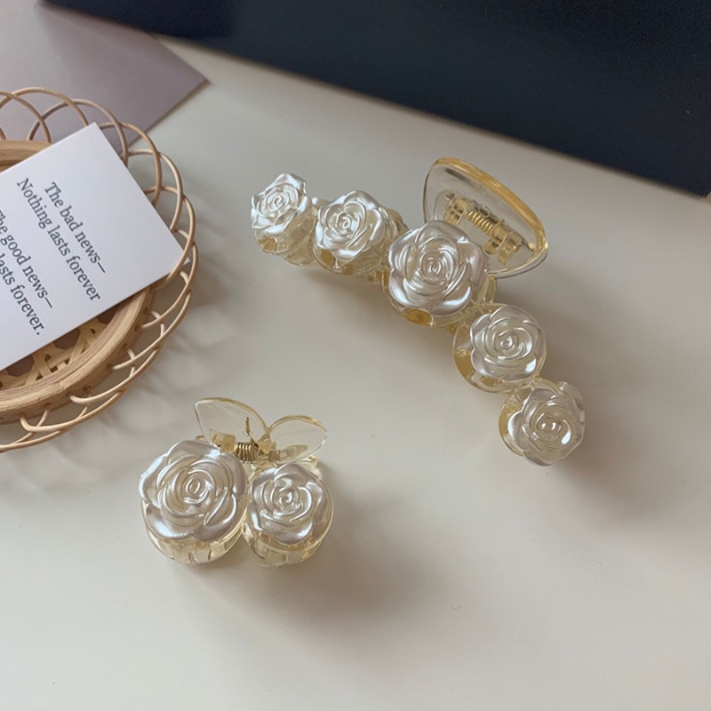 Jepit Rambut Bunga Wanita Gaya Korea Fashion Mawar Camellia Warna Transparan Hair Clip Import - SG