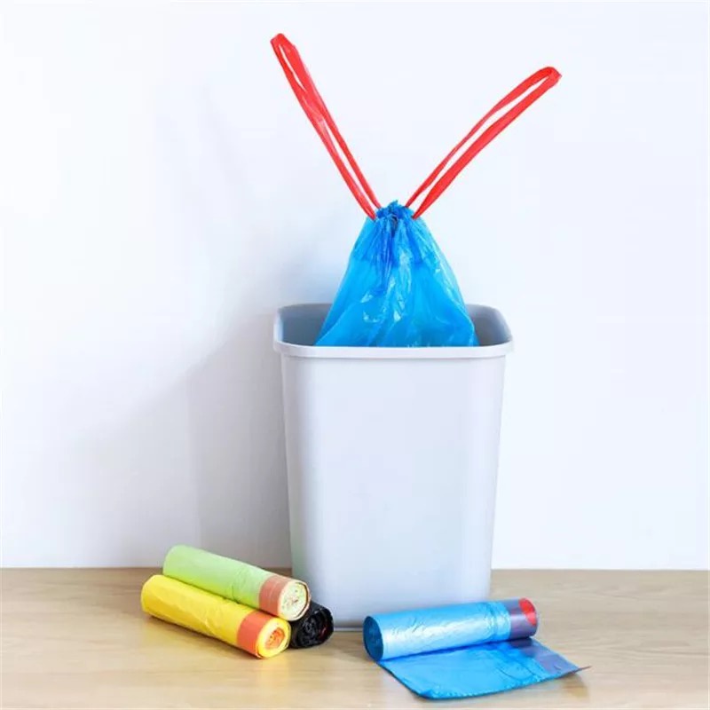 KANTONG PLASTIK SAMPAH ROLL DENGAN TALI 45X50CM ISI 15 LEMBAR KANTONG PLASTIK GULUNG PLASTIC TRASH