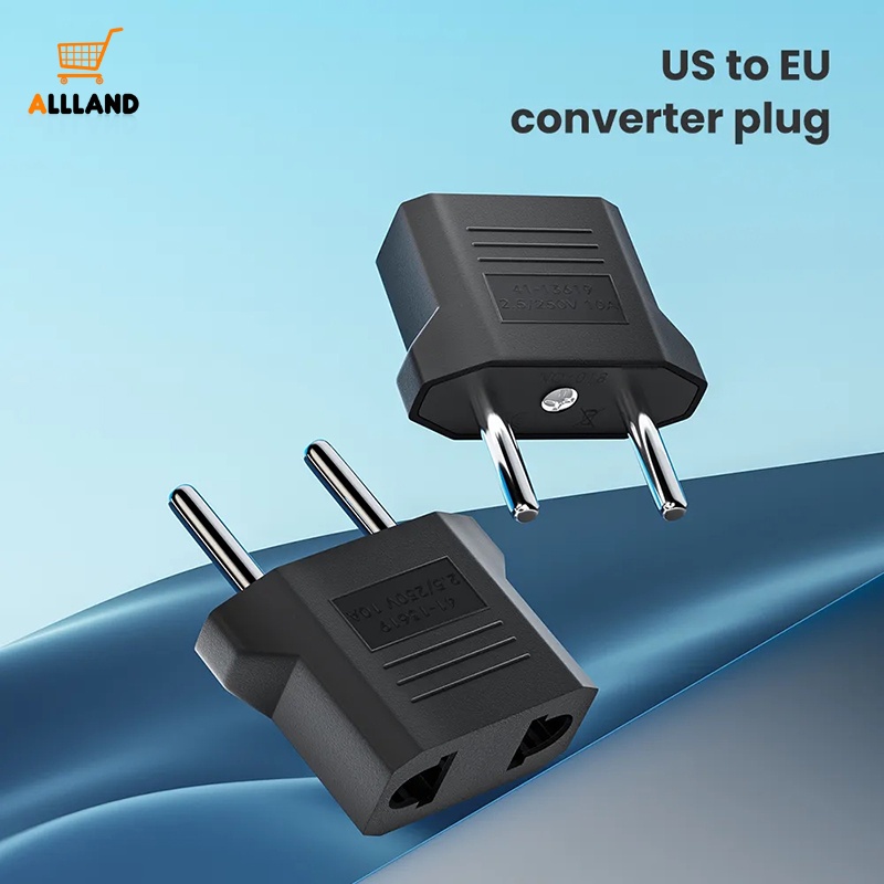 Adaptor Konversi Steker 2 pin Portable US To EU/Converter Colokan Peralatan Listrik Praktis/Konektor Charger Soket Rumah