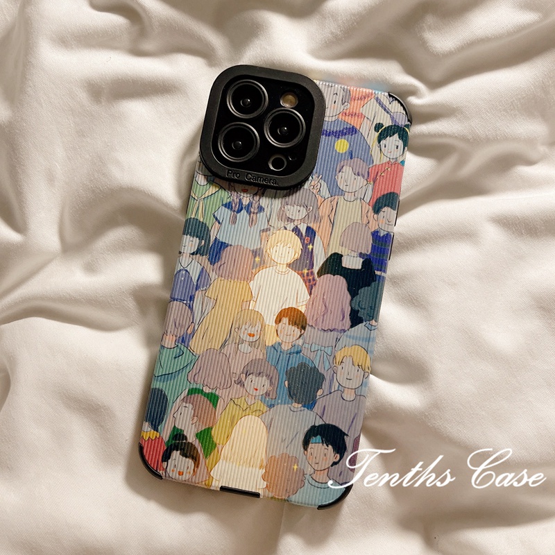 IPHONE Kompatibel Untuk Iphone14 13 12 11 Pro Max X XR Xs Max7 8 6 6s Plus SE 2020 2023 Motif Anak Laki-Laki Dan Perempuan Bercahaya Dalam Gaya Pasangan Crowd Phone Case Back Cover