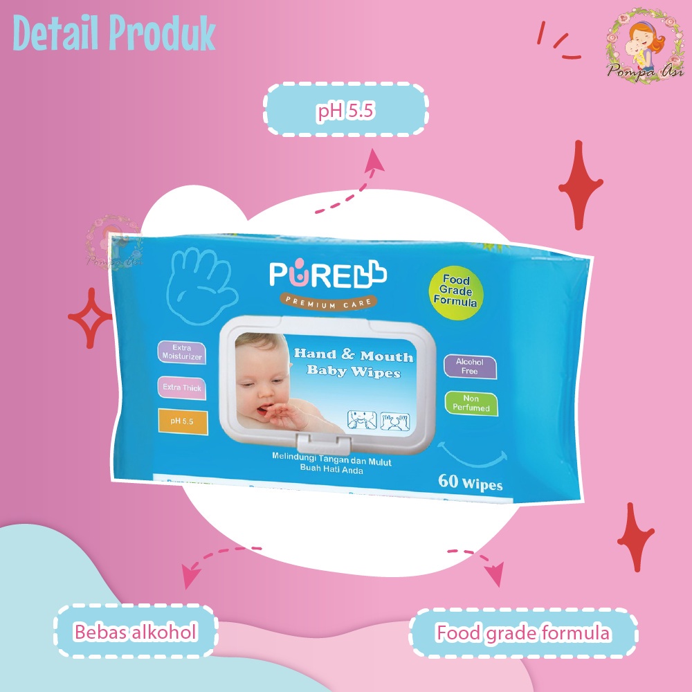 Pure Baby Hand &amp; Mount Baby Wipes Cleansing Wipes Tissue Perlengkapan Tisu Basah Bayi By Mallpompaasi