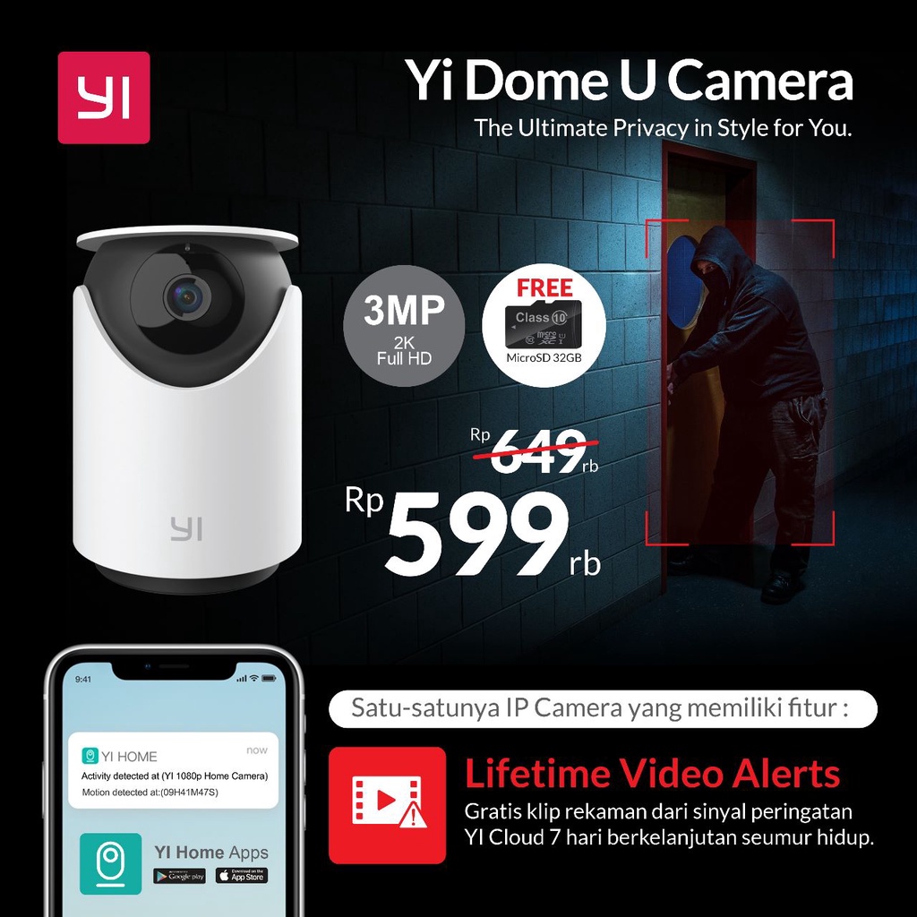 CCTV Yi Dome Camera U 1296P 3MP IP Camera