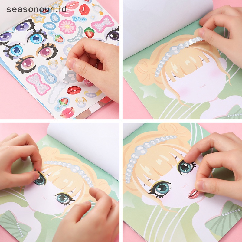 Seasonoun Anak Princess Fashion Change Show Sticker Set Gadis Decal Serbaguna Diy Makeup Show.