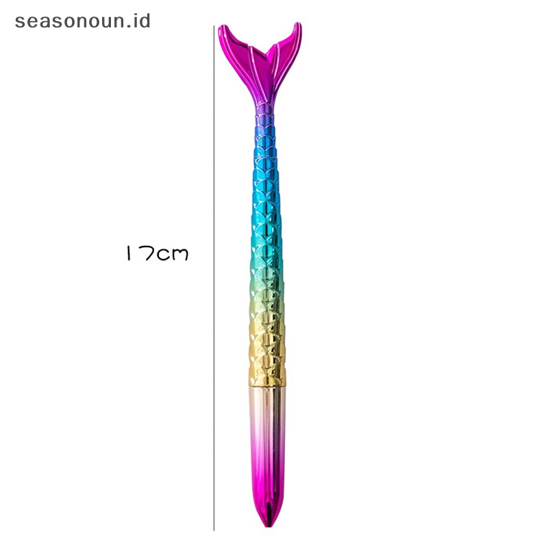 Seasonoun Mermaid Tail Desain Gel Pens 0.5mm Tinta Hitam Pena Netral Anak-Anak Puji Hadiah.