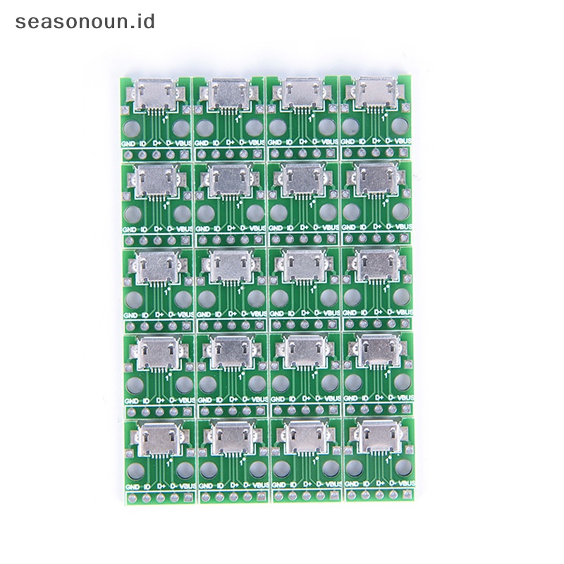 Seasonoun 20pcs micro usb to DIP 2.54mm adapter Konektor Modul Papan panel female 5-pin.