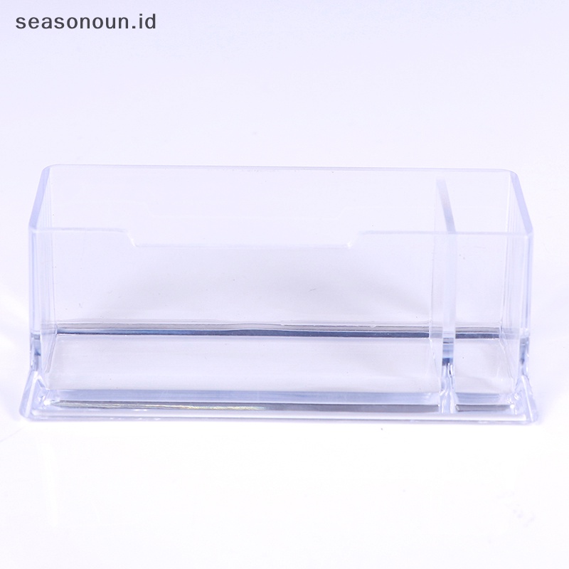 Seasonoun 2cells Acrylic Desktop Tempat Kartu Nama Pen holder Display.