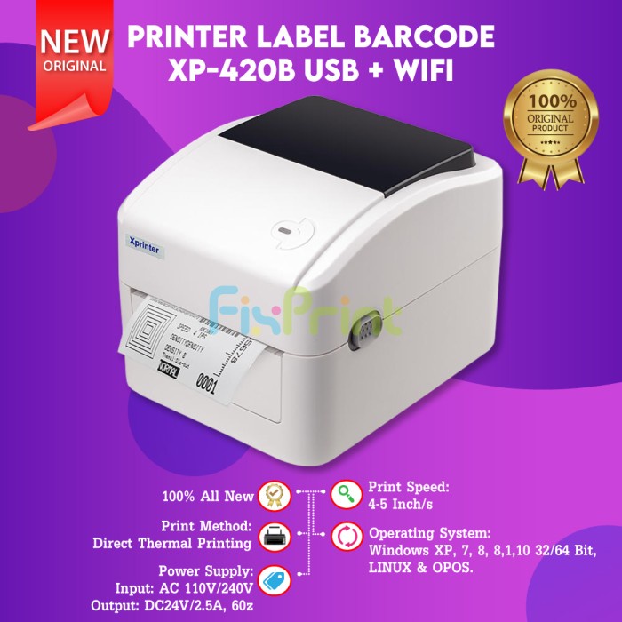 BARCODE PRINTER LABEL USB THERMAL XP-4601B | XP-420B SIZE 4&quot; / 110MM