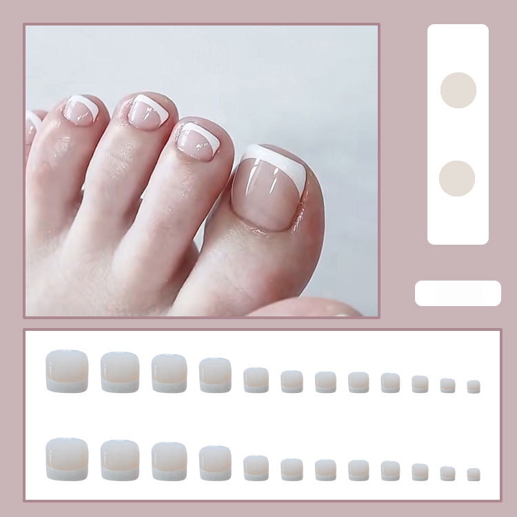 24pcs/set Toe Kuku Palsu Set Dengan Desain Dengan Stiker