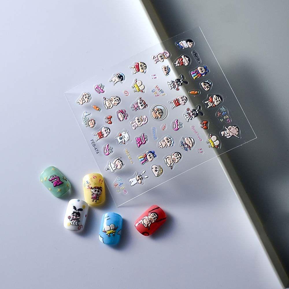Agustinina Kartun Stiker Kuku Lucu Perekat Diri Kelinci Hewan Dark Queen Pooh Bear Nail Dekorasi