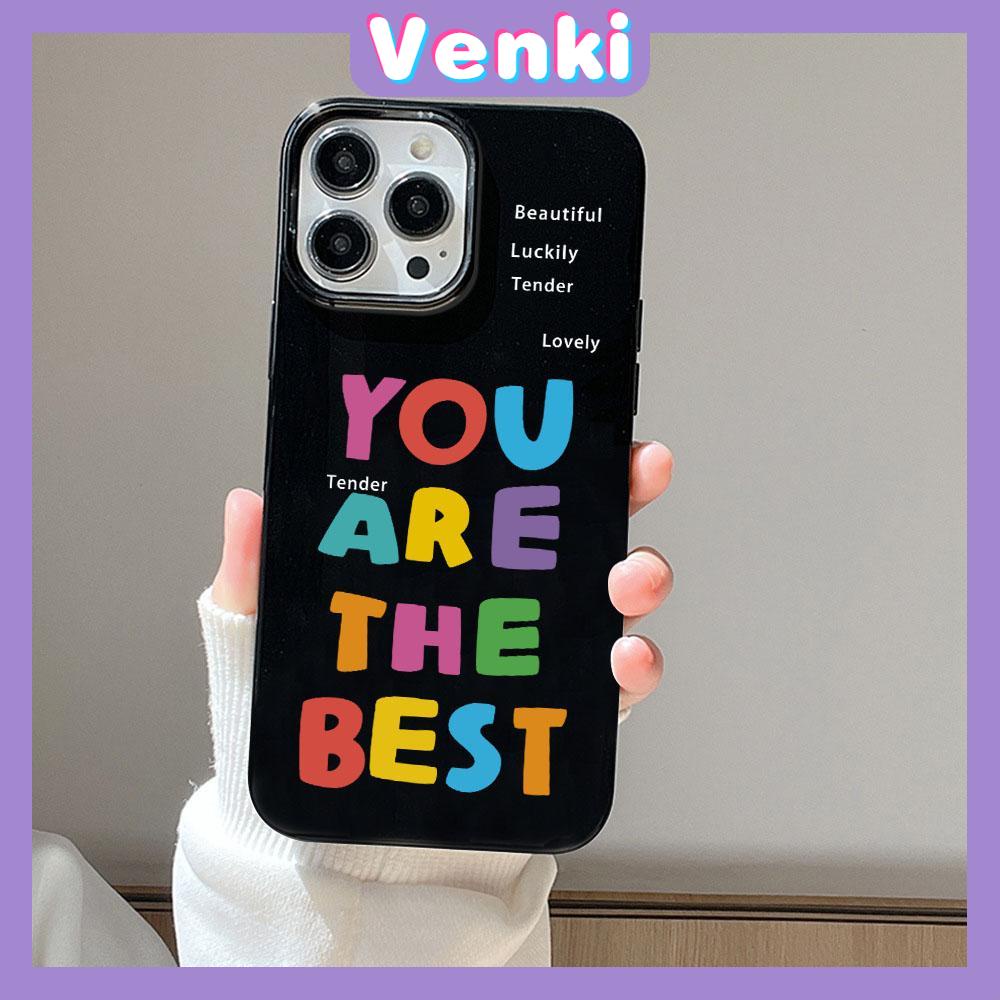 VENKI - For iPhone 11 iPhone Case Black Glossy TPU Soft Case Shockproof Protection Camera Interesting Colored English Compatible with iPhone 14 13 Pro max 12 Pro Max xr xs max 7 8