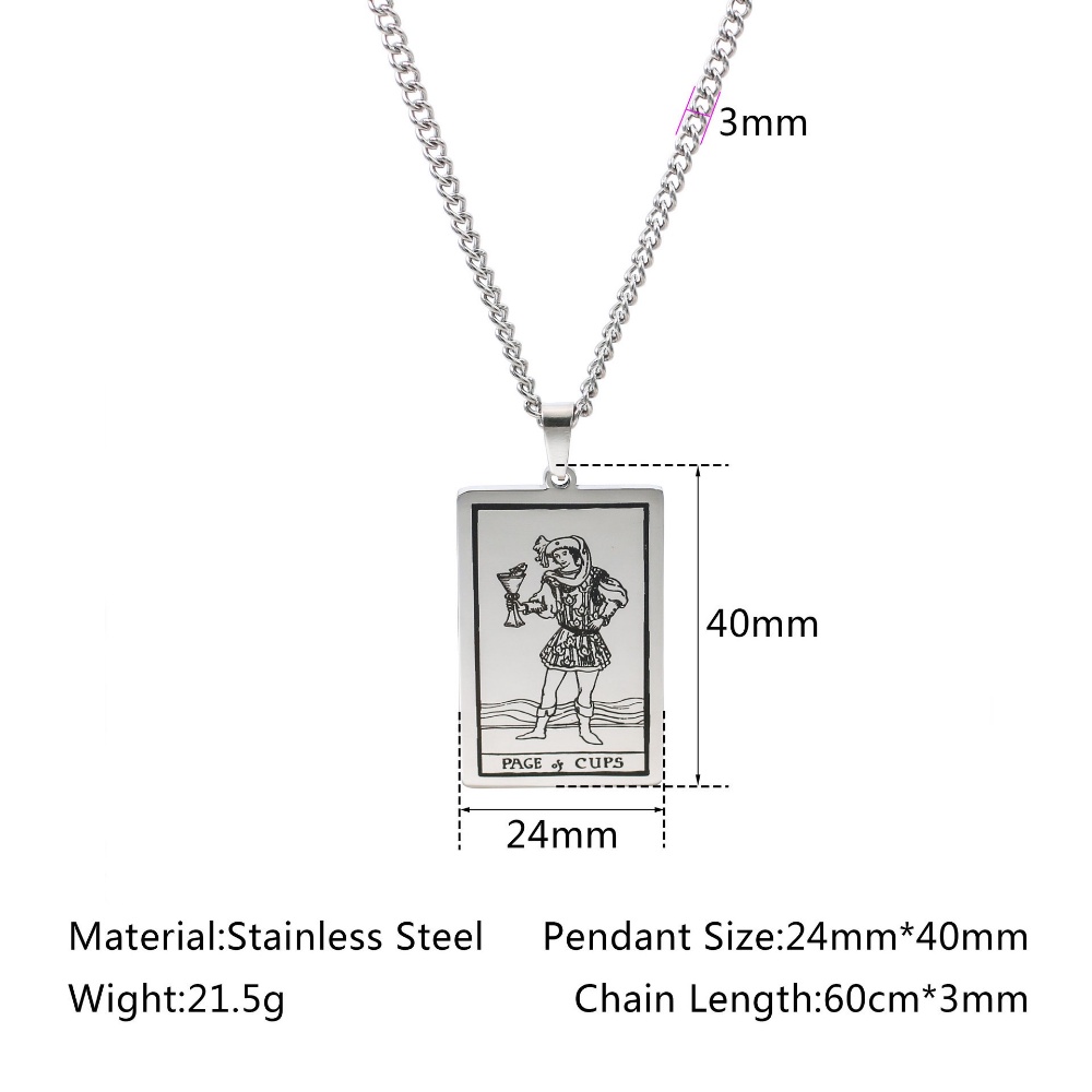 [X C Kalung] Emas &amp; Perak Baru Hip-hop Punk Retro Waite Holy Grail Tarot ​​​Kalung titanium Steel Liontin Anti Karat Untuk Hadiah Liburan Pria Dan Wanita Jewe