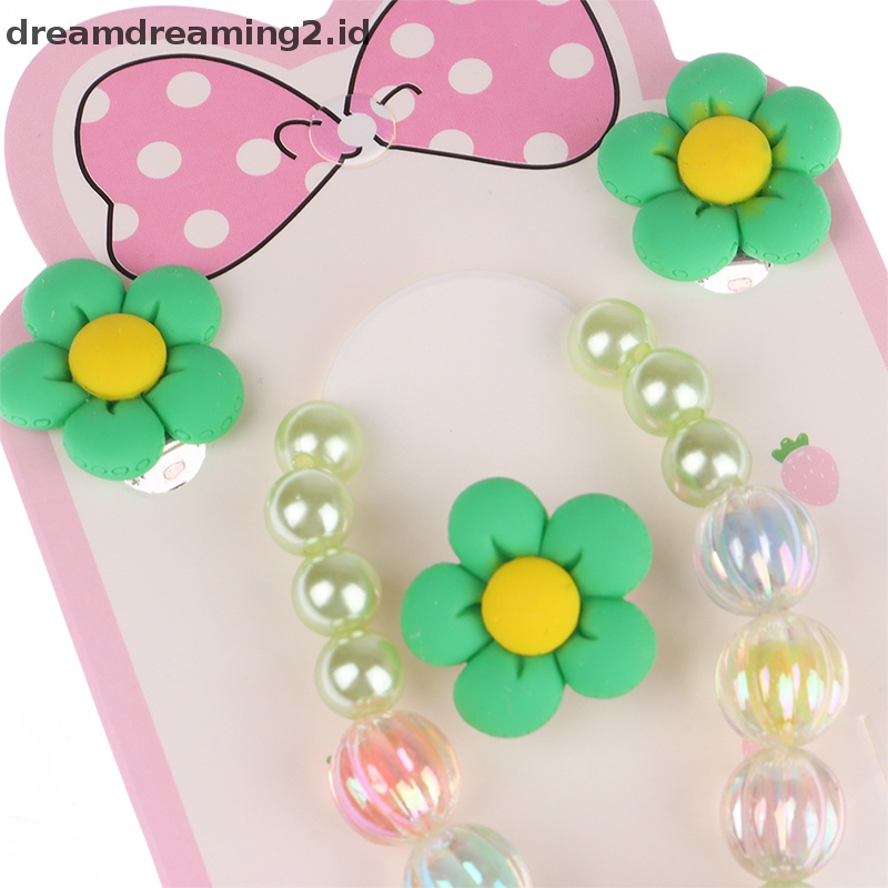 (drea) Gelang Anak Klip Telinga Cincin Set Princess Gelang Hiasan Anak//