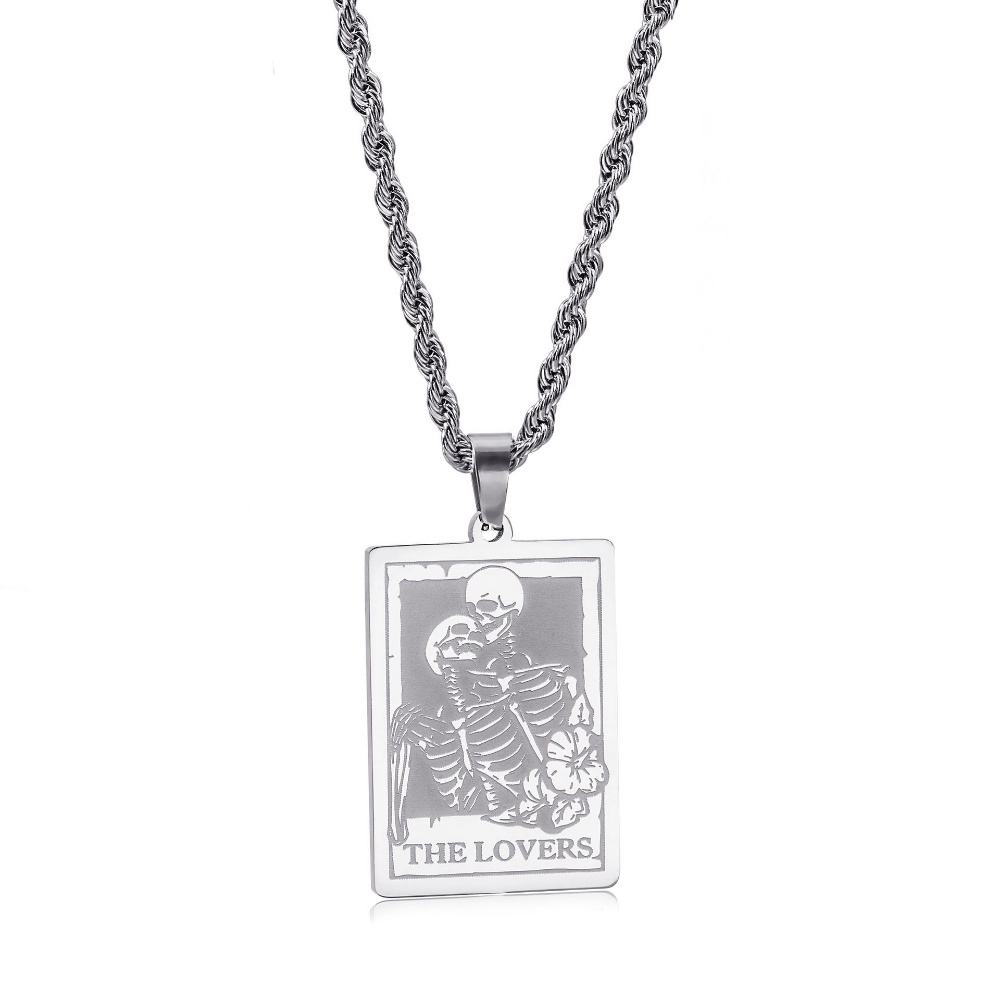 [X C Kalung] Emas &amp; Perak Baru Hip-hop Punk Retro Pasangan Dan Kekasih Baja Titanium Liontin Anti Karat Kalung Untuk Pria Dan Wanita Hadiah Liburan Perhiasan