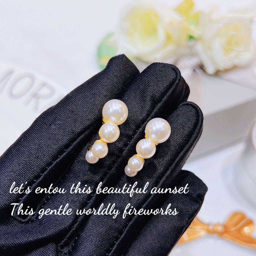 Goldkingdom Aksesoris Perhiasan Fashion Ready Stock Xiaoxiangfeng Mutiara Cahaya Mewah Super Abadi Anting Jarum Perak Perempuan