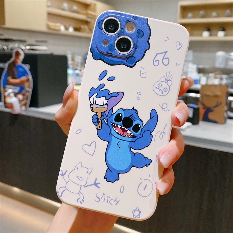 IPHONE Case TPU Cair Motif Kartun Disney Lilo &amp; Stitch Untuk Iphone14 13 12 11 Pro Max Mini XS X XR SE 6 7 8 Plus Soft Cover