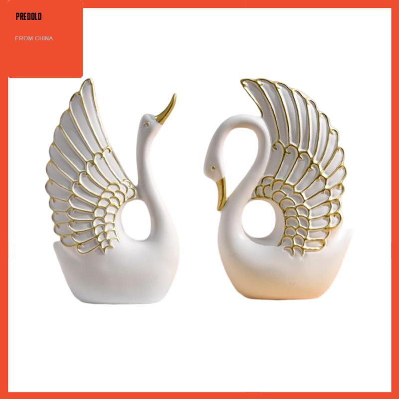 [Predolo] 2x Resin Statue Wedding Home Rak Anniversary Patung Patung Swan