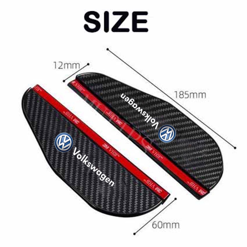 Volkswagen 2Pcs Spion Mobil Serat Karbon Visor Hujan Pelindung Alis Cover Stiker Untuk Polo Allspace Golf T-cross Tiguan Scirocco