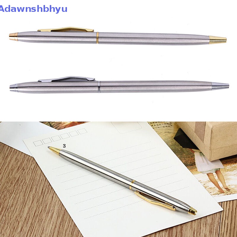 Adhyu 1pc Bolpoin Metal Alat Tulis Stainless Steel Rod Rotag Pen Ballpen ID