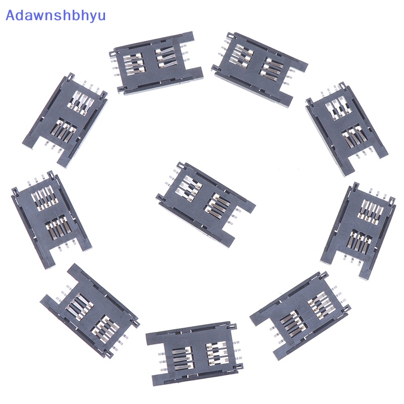 Adhyu 10PCS Holder SIM Card Soket Kartu 6PIN Konektor Slot SIM Card Untuk ID Telepon